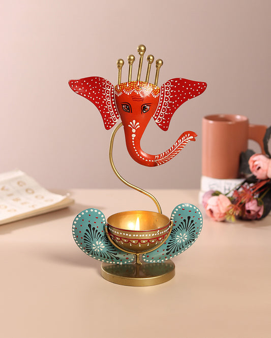 Lord Ganesha Idol Tea Light Holder | Tea Light Holder for Home Decoration, Pooja Room | Corporate Gift Items