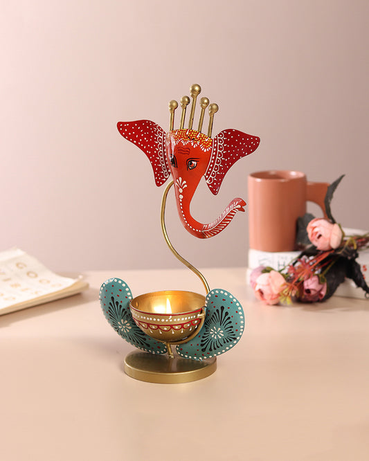 Lord Ganesha Idol Tea Light Holder | Tea Light Holder for Home Decoration, Pooja Room | Corporate Gift Items