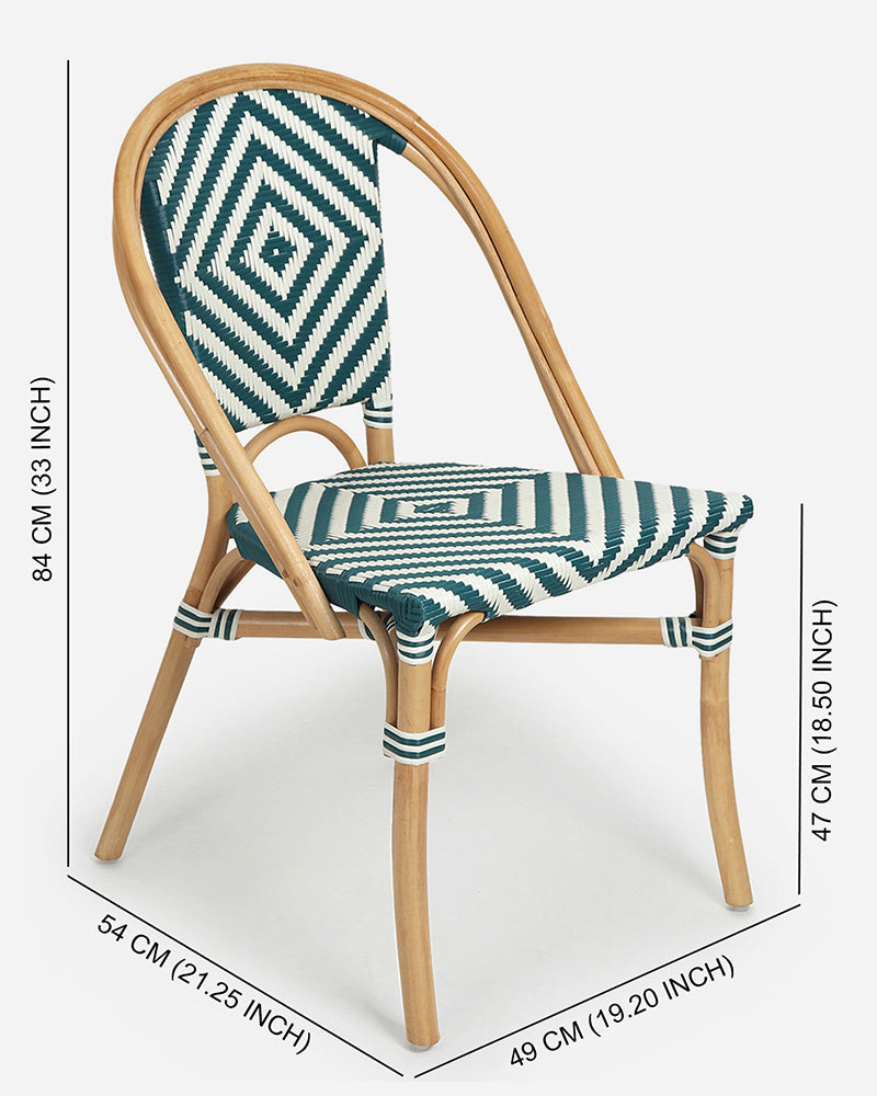 Green Bistro Bamboo Chair | Rattan Chair | Cane Furniture