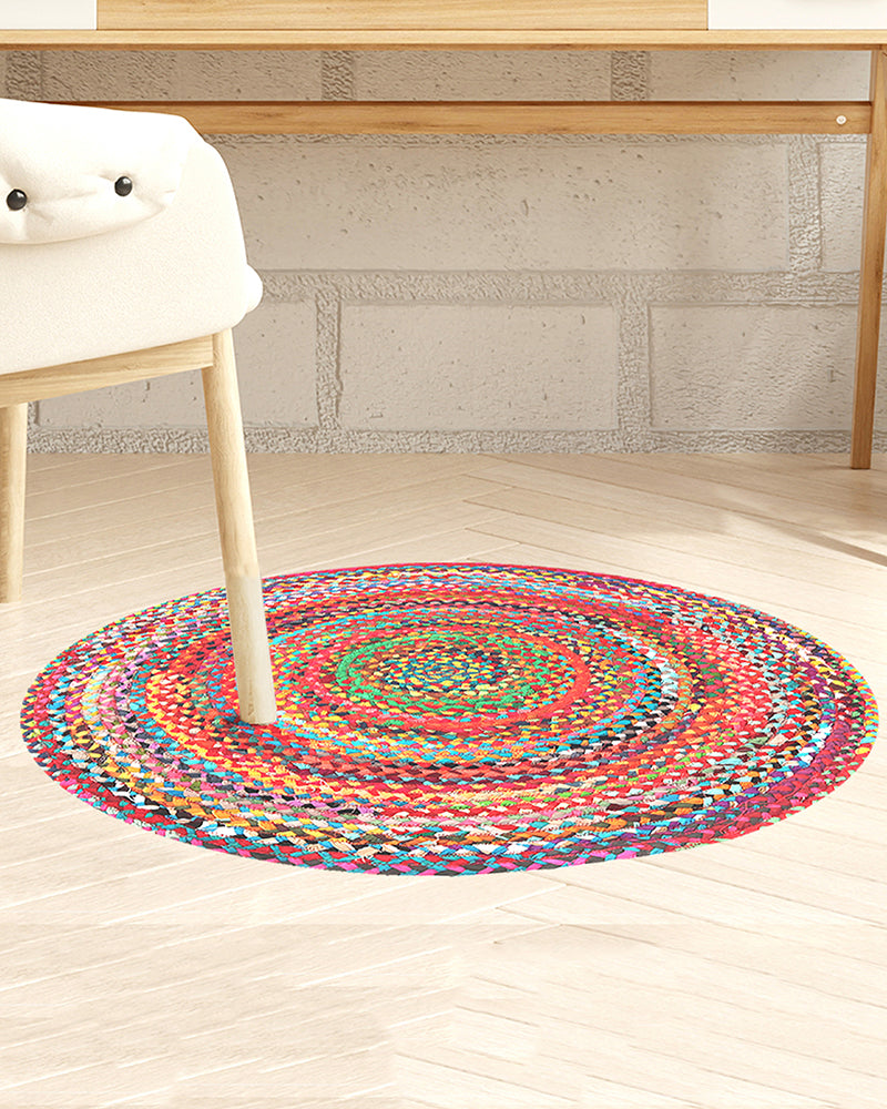 Jute Carpet for Living Room | Jute Round Floor Mat | Jute Chindi Carpet -Set of 3, Multi (2 X 2 FT)