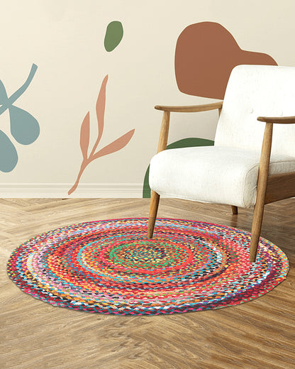 Jute Carpet for Living Room | Jute Round Floor Mat | Jute Chindi Carpet -Set of 3, Multi (2 X 2 FT)