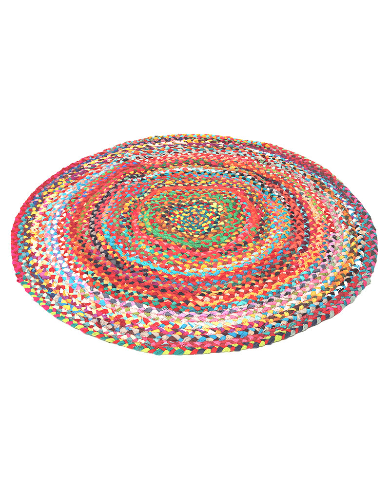 Jute Carpet for Living Room | Jute Round Floor Mat | Jute Chindi Carpet -Set of 3, Multi (2 X 2 FT)