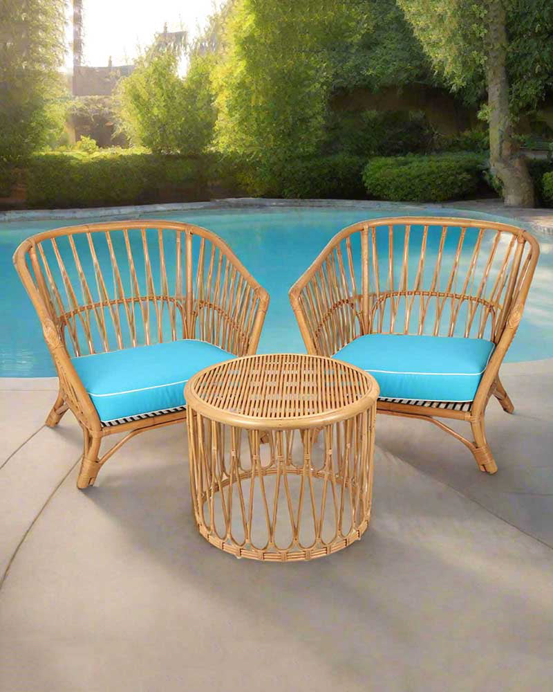 Malibu Chair with Table | Rattan Garden Furniture Set | Cane Outdoor Table Chair Set | Coffee Table Set