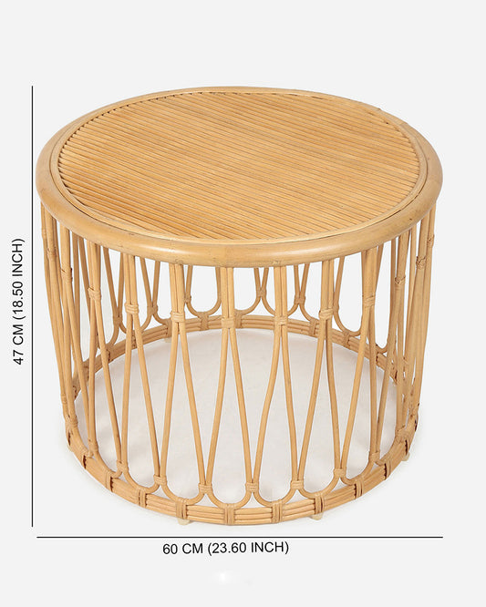 Malibu Rattan Table | Cane Round Table | Rattan Stool | Side Table