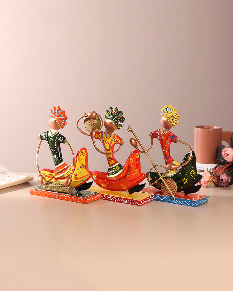 Rajasthani Home Decor - Set of 3 | Rajasthani Figure Table Decor for Living Room | Gifting Figurine