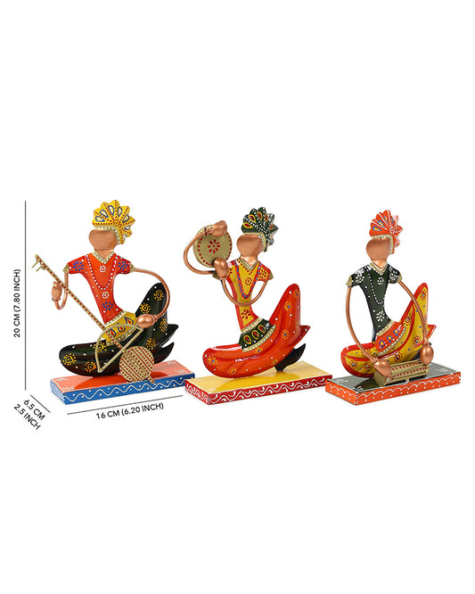 Rajasthani Home Decor - Set of 3 | Rajasthani Figure Table Decor for Living Room | Gifting Figurine