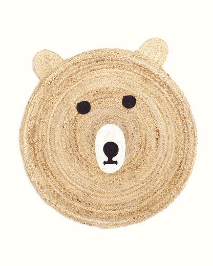 Jute Round Floor Mats | Jute Carpet for Living Room | Teddy Bear Rug - Beige, 3Ft