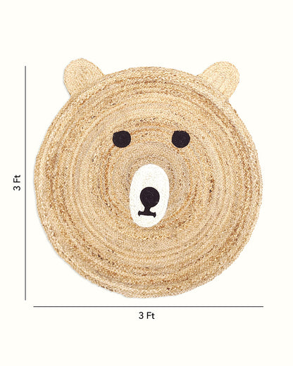 Jute Round Floor Mats | Jute Carpet for Living Room | Teddy Bear Rug - Beige, 3Ft