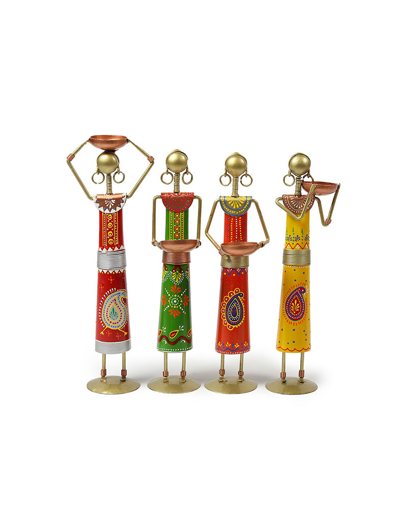 African Tribal Tea Light Holder Set | Decorative Candle Stand for Pooja Room | Corporate Gift Item