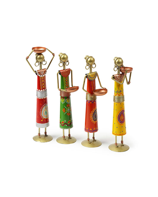 African Tribal Tea Light Holder Set | Decorative Candle Stand for Pooja Room | Corporate Gift Item