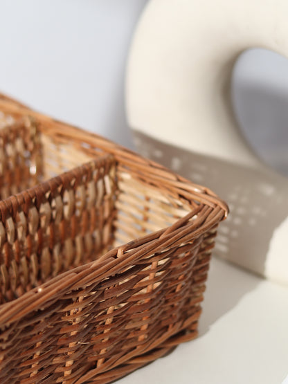 Wicker Organiser Tray with Partition