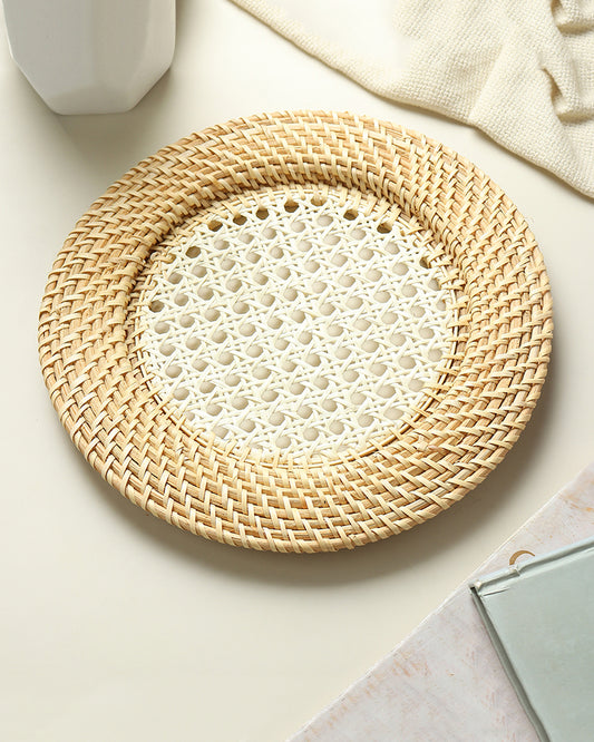 Cane Webbing Plate Liner | Decorative Placemats for Dining & Living Room | Round Table Decor