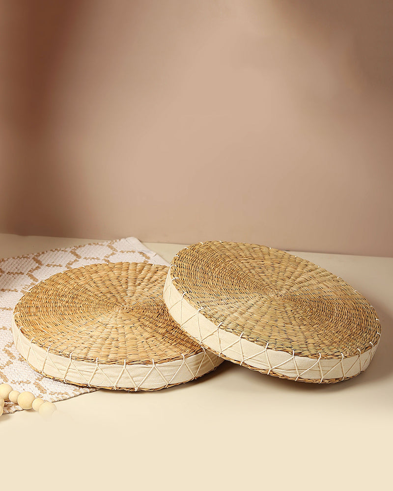 Seagrass Floor Cushion | Round Floor Cushion | Sitting Pillow