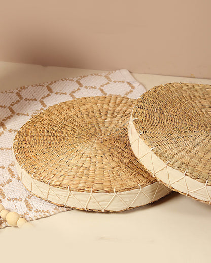 Seagrass Floor Cushion | Round Floor Cushion | Sitting Pillow