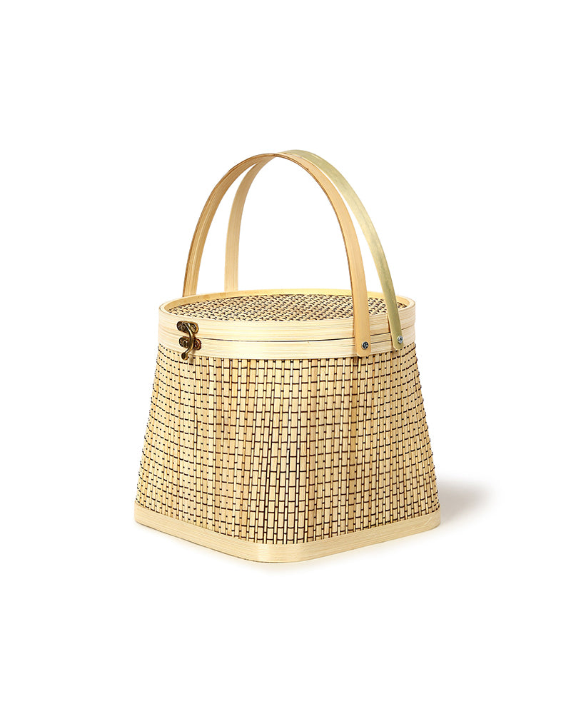 Wicker Picnic Basket | Basket for Lunch | Bamboo Picnic Basket with Top Handle