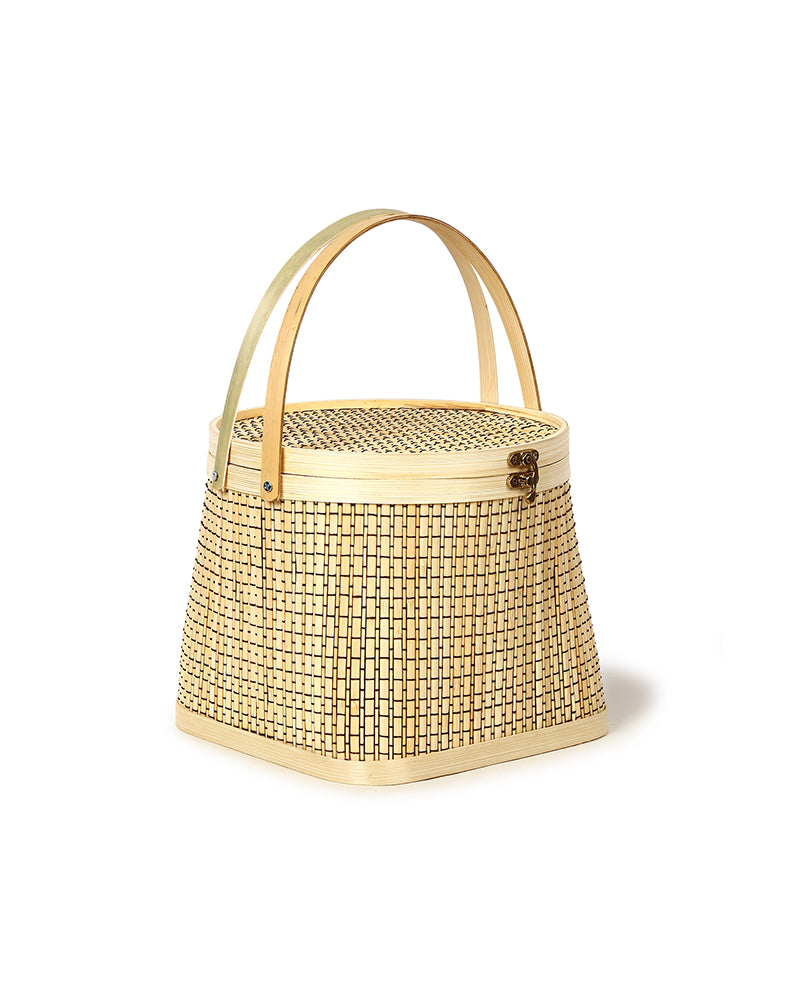 Wicker Picnic Basket | Basket for Lunch | Bamboo Picnic Basket with Top Handle