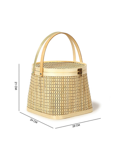 Wicker Picnic Basket | Basket for Lunch | Bamboo Picnic Basket with Top Handle