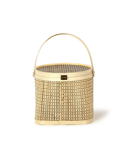 Wicker Picnic Basket | Basket for Lunch | Bamboo Picnic Basket with Top Handle