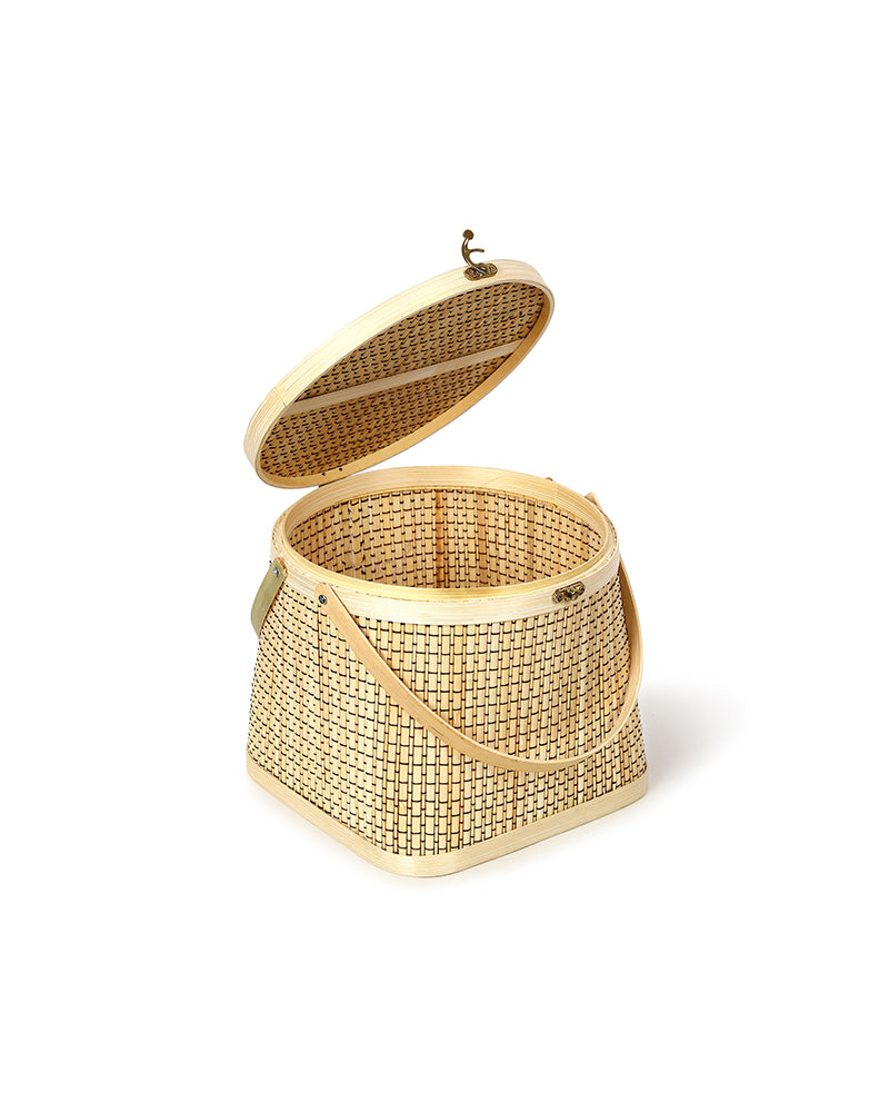 Wicker Picnic Basket | Basket for Lunch | Bamboo Picnic Basket with Top Handle