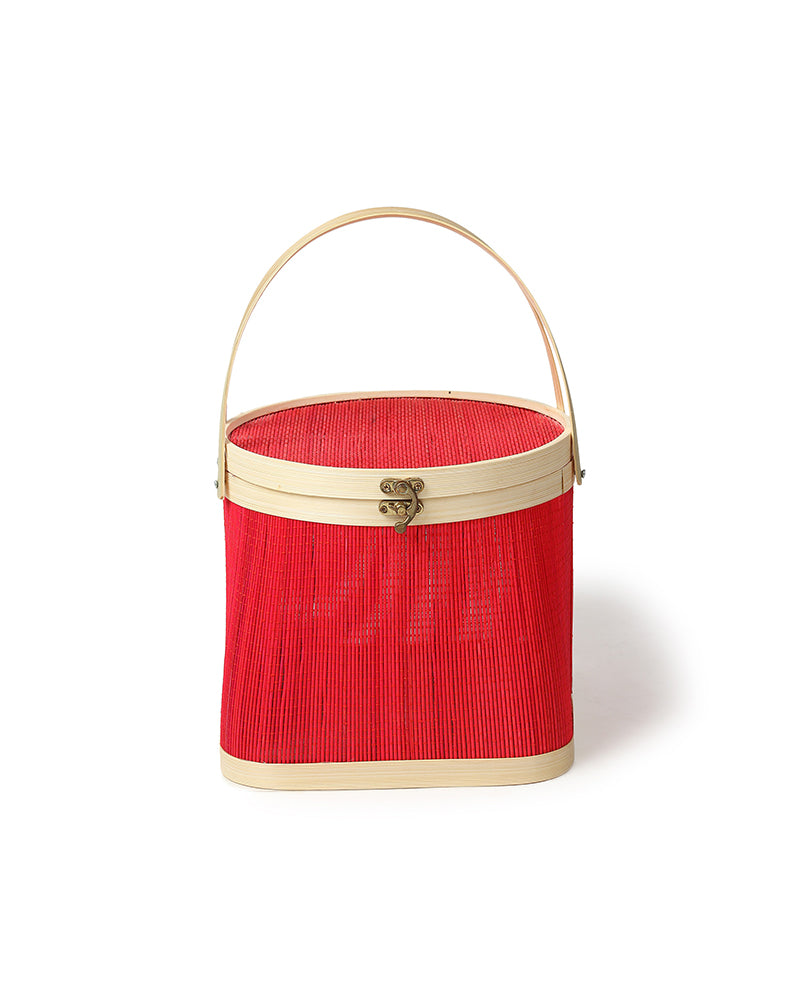 Basket for Lunch | Bamboo Picnic Basket with Top Handle | Wicker Picnic Basket