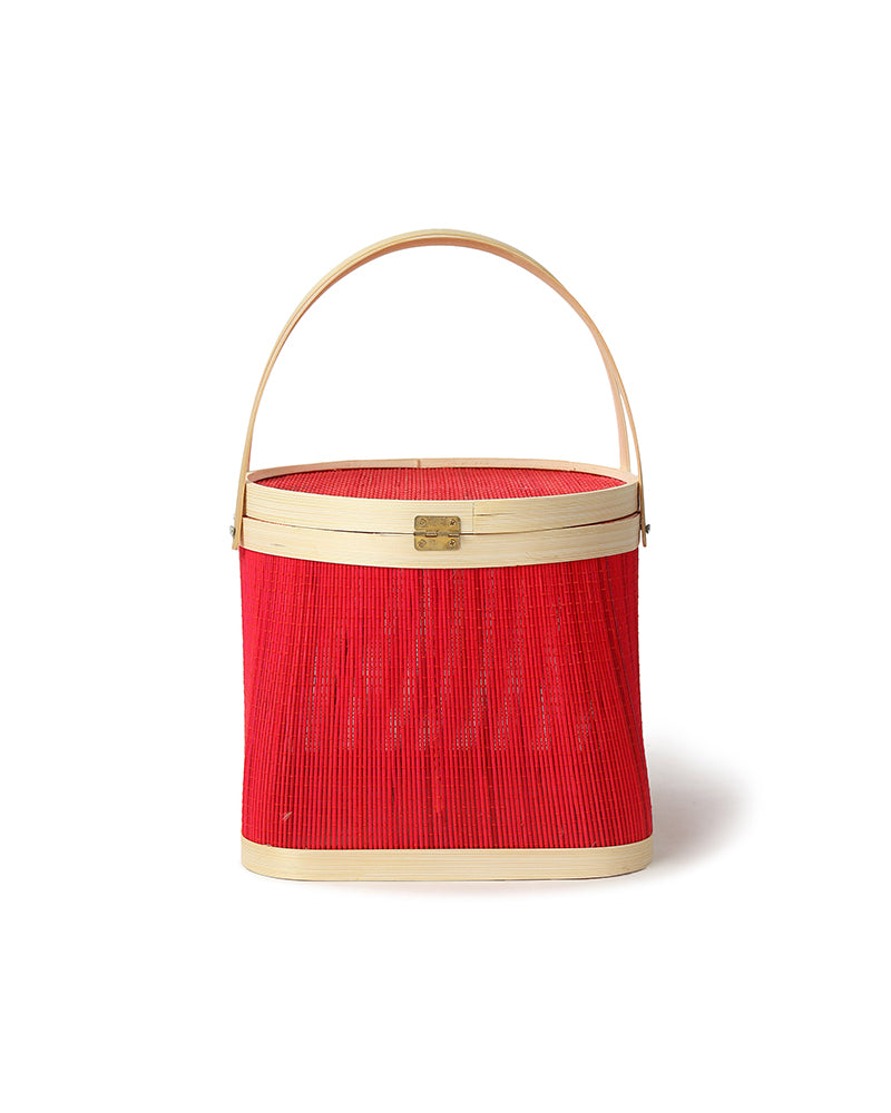 Basket for Lunch | Bamboo Picnic Basket with Top Handle | Wicker Picnic Basket