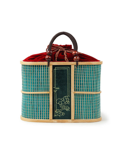 Bamboo Picnic Basket with Top Handle | Basket for Lunch | Wicker Picnic Basket