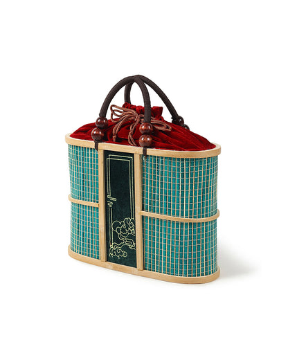 Bamboo Picnic Basket with Top Handle | Basket for Lunch | Wicker Picnic Basket