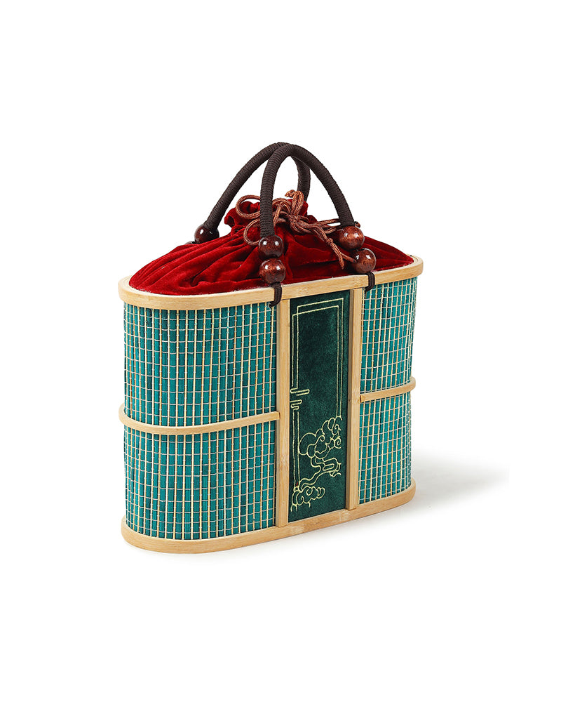 Bamboo Picnic Basket with Top Handle | Basket for Lunch | Wicker Picnic Basket