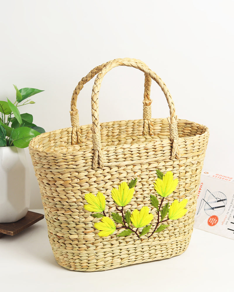 Seagrass Shopping Basket | Embroidery Basket