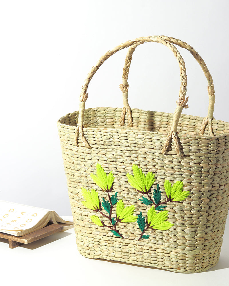 Seagrass Shopping Basket | Embroidery Basket