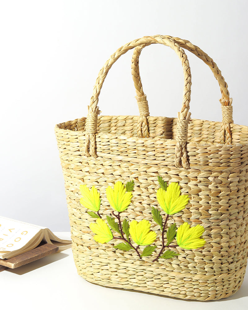 Seagrass Shopping Basket | Embroidery Basket