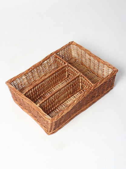 Wicker Organiser Tray with Partition