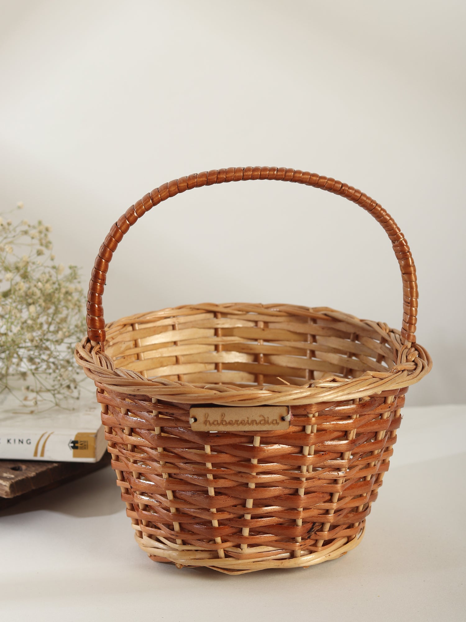 Wicker Round Handle Basket :Wicker Baskets : Storage baskets – Habere India