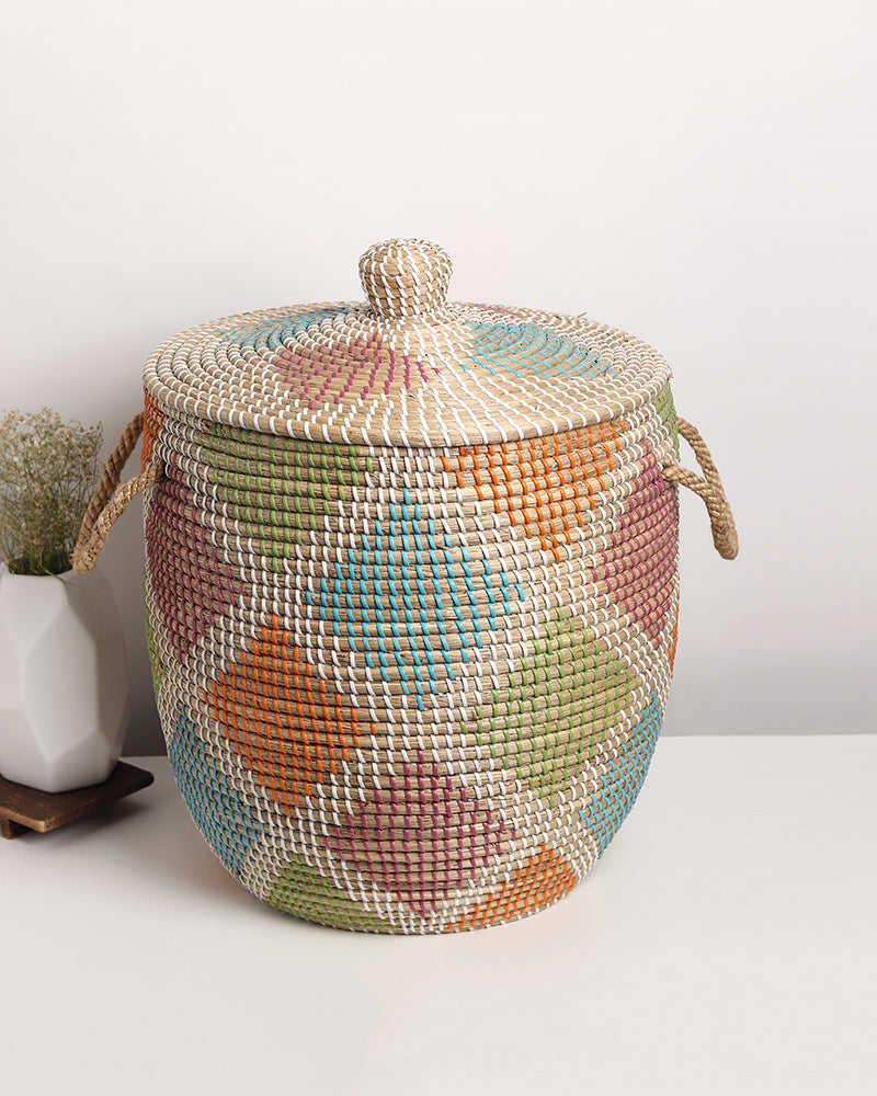 Jute Laundry Basket | Cotton Laundry Storage Basket | Jute & Rope Basket