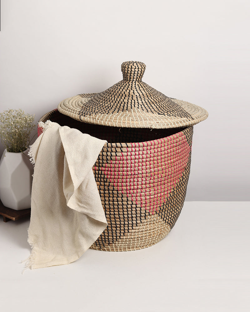 Jute Laundry Basket | Cotton Laundry Storage Basket | Jute & Rope Basket