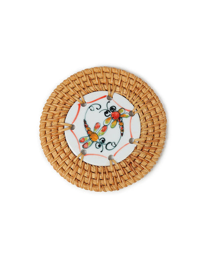 Rattan Coasters Set of 6 with Storage Box | Stylish Tea Coasters for Home Decor