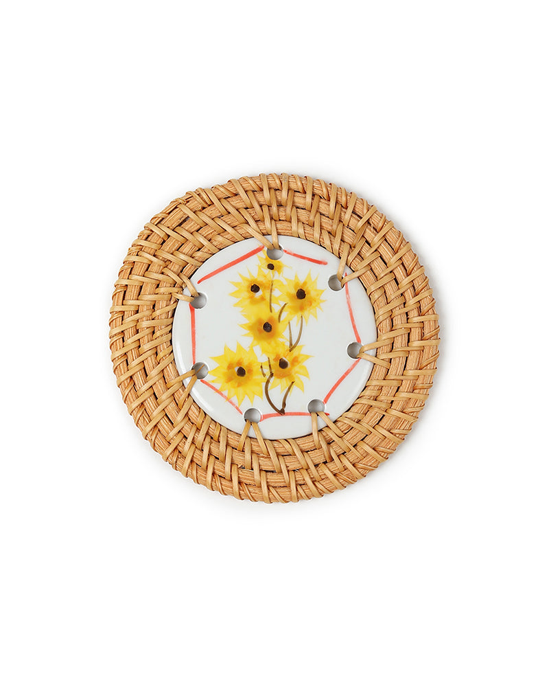 Rattan Coasters Set of 6 with Storage Box | Stylish Tea Coasters for Home Decor