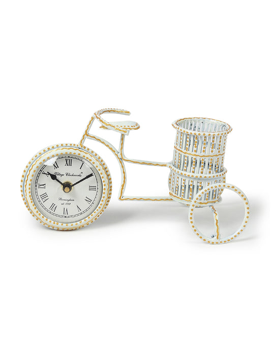 Table Clock | Pen Holder | Decorative Metal Table Decor