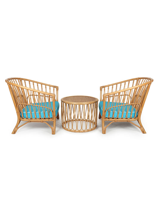 Malibu Chair with Table | Rattan Garden Furniture Set | Cane Outdoor Table Chair Set | Coffee Table Set