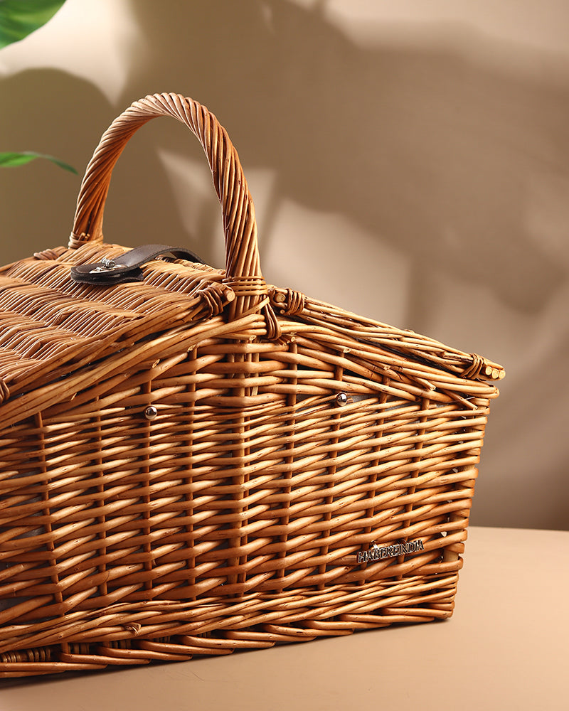 Wicker Picnic Basket With Cutlery |  Wicker Picnic Basket With Crockery | Large Picnic Basket