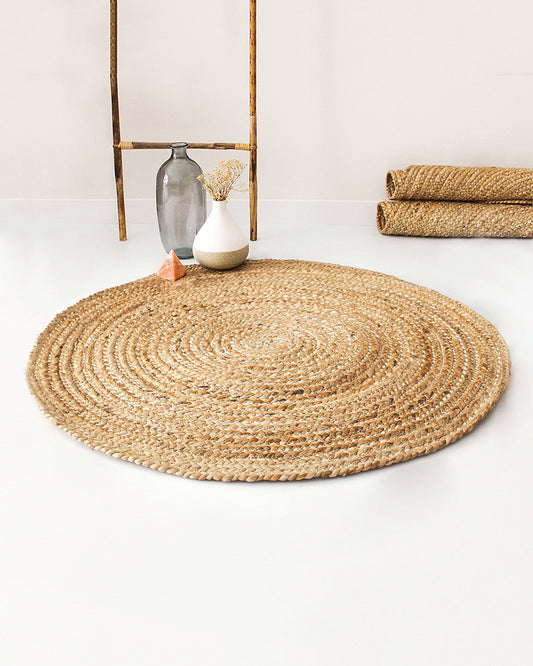 Jute Carpet for Living Room | Jute Round Floor Mat | Rugs for Living Room  -Set of 3, Beige (2 X 2 FT)