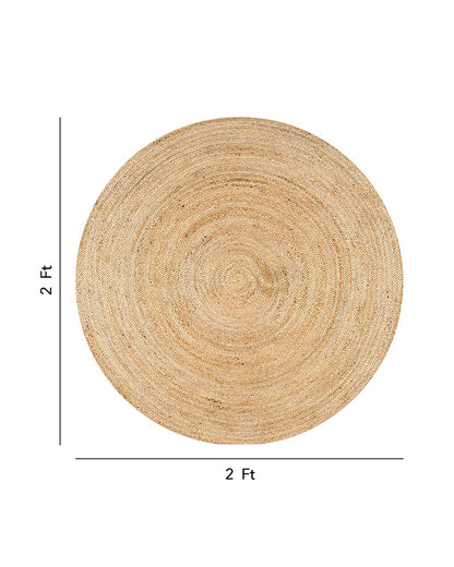 Jute Carpet for Living Room | Jute Round Floor Mat | Rugs for Living Room  -Set of 3, Beige (2 X 2 FT)