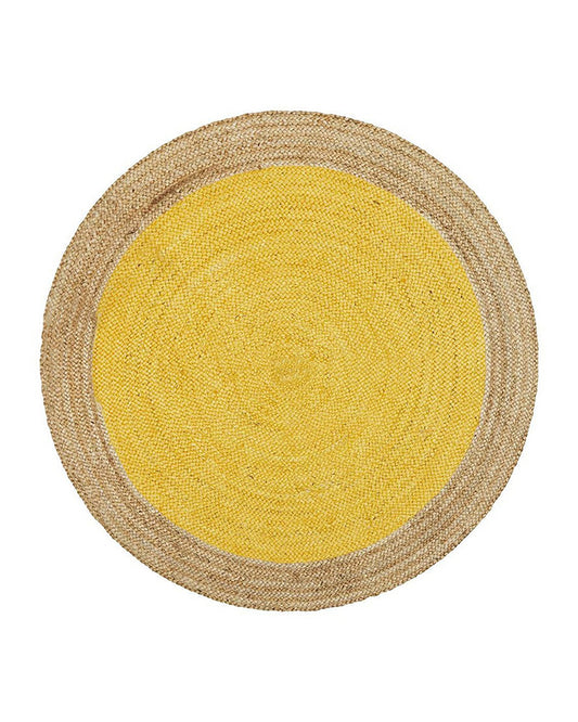 Jute Carpet for Living Room | Jute Round Floor Mat | Jute Centre Table Carpet -Set of 3, Yellow (2 X 2 FT)