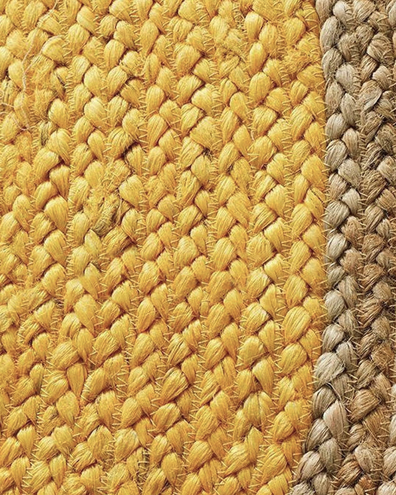 Jute Carpet for Living Room | Jute Round Floor Mat | Jute Centre Table Carpet -Set of 3, Yellow (2 X 2 FT)