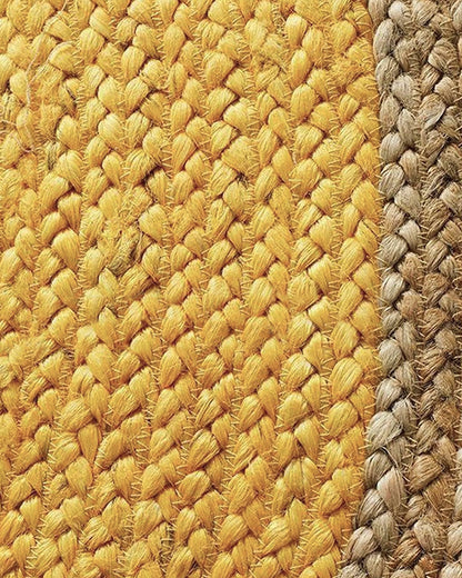 Jute Carpet for Living Room | Jute Round Floor Mat | Jute Centre Table Carpet -Set of 3, Yellow (2 X 2 FT)