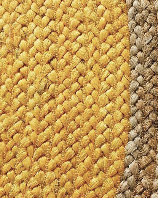 Jute Carpet for Living Room | Jute Round Floor Mat | Jute Centre Table Carpet -Set of 3, Yellow (2 X 2 FT)