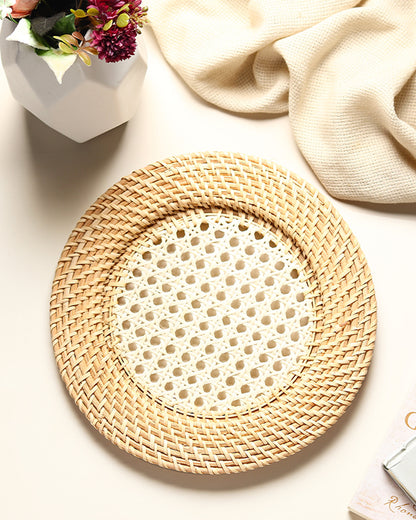 Cane Webbing Plate Liner | Decorative Placemats for Dining & Living Room | Round Table Decor