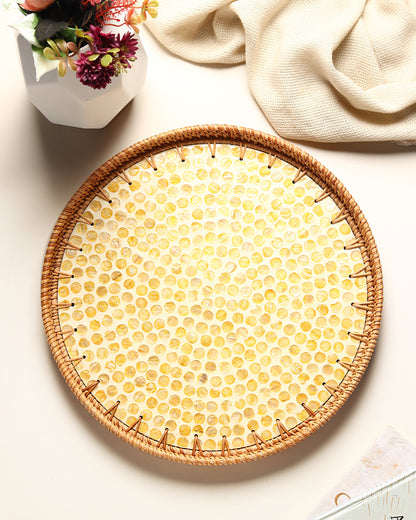 Round Rattan Tray | Decorative Tray | Cane Gift Hamper Tray | Serving Tray