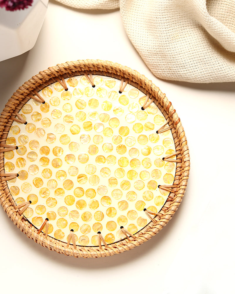 Round Rattan Tray | Decorative Tray | Cane Gift Hamper Tray | Serving Tray