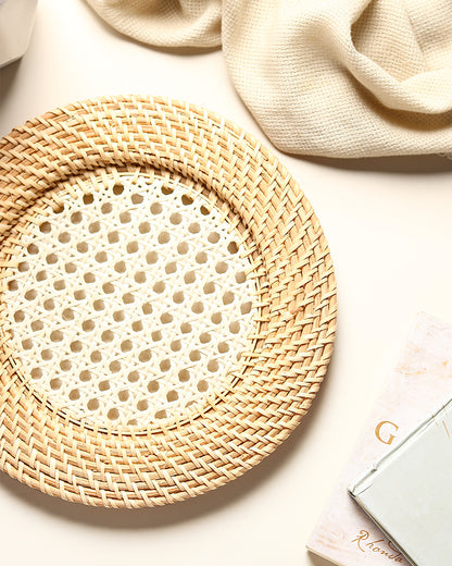 Cane Webbing Plate Liner | Decorative Placemats for Dining & Living Room | Round Table Decor